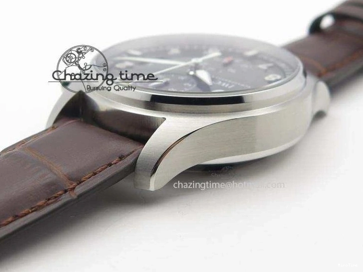 MIROTIME 0204 Cozy Pilot Chrono SS IW387802 V6F 1:1 Best Edition On Brown Leather Strap A 7323